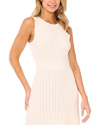 Sleeveless Round Neck Midi Dress with Pointelle and Rib