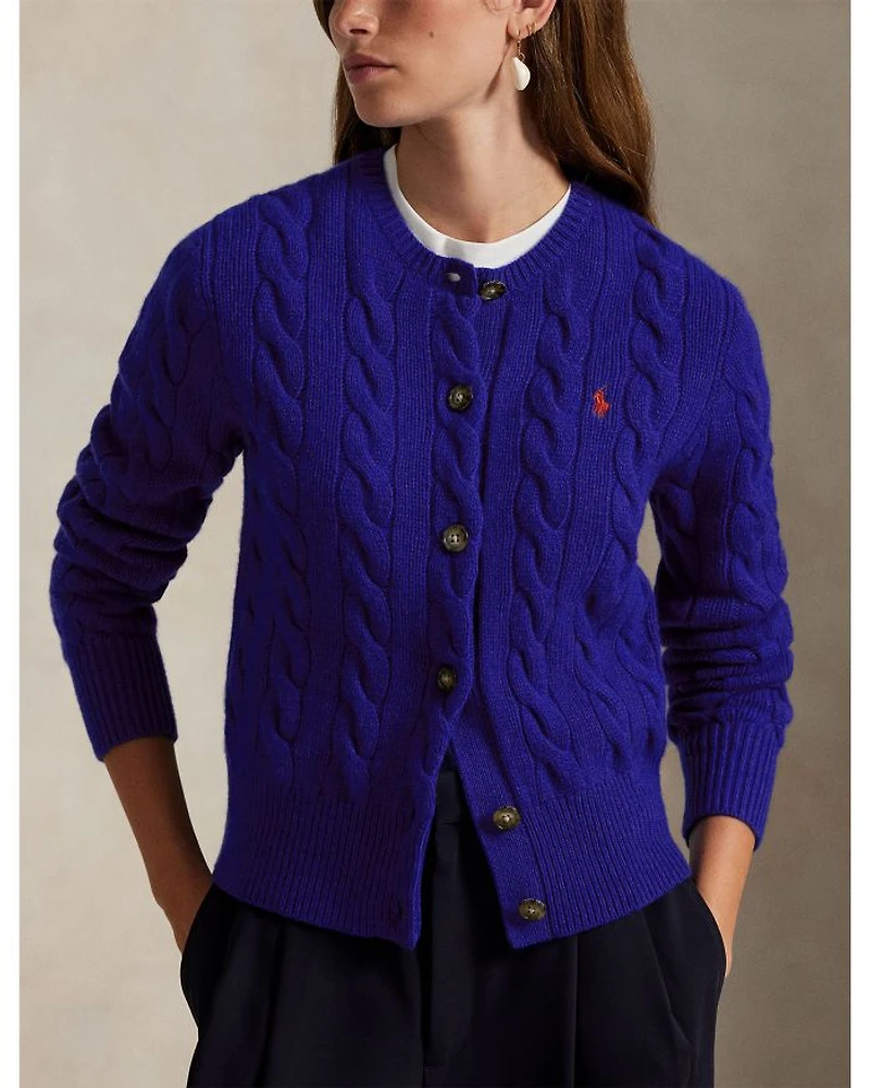 Cable Knit Wool Cashmere Cardigan