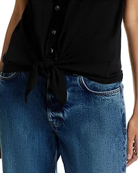 Notched Button Front Tee