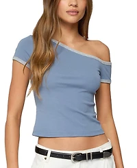 Edikted Lorna Contrast Off Shoulder Top