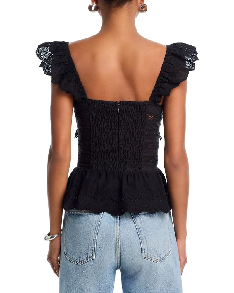 Eyelet Flutter Tank Top - Exclusive