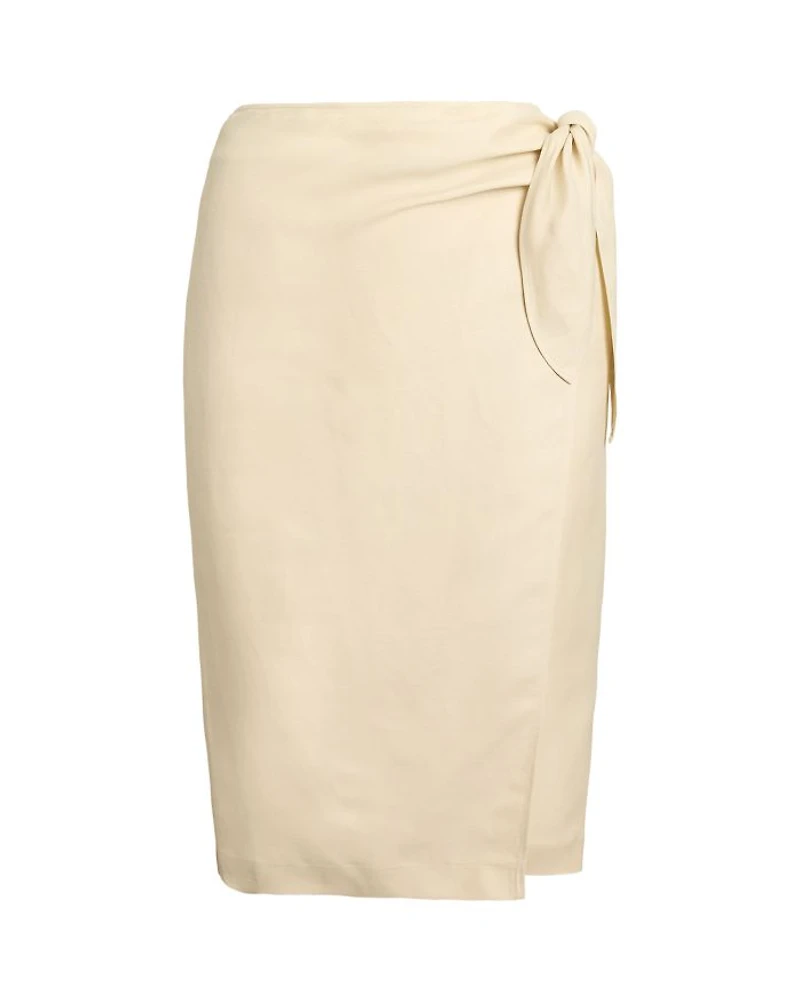 Linen Blend Twill Wrap Skirt