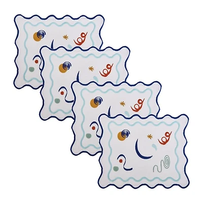 Celestial Embroidered Linen Placemats, Set of 4