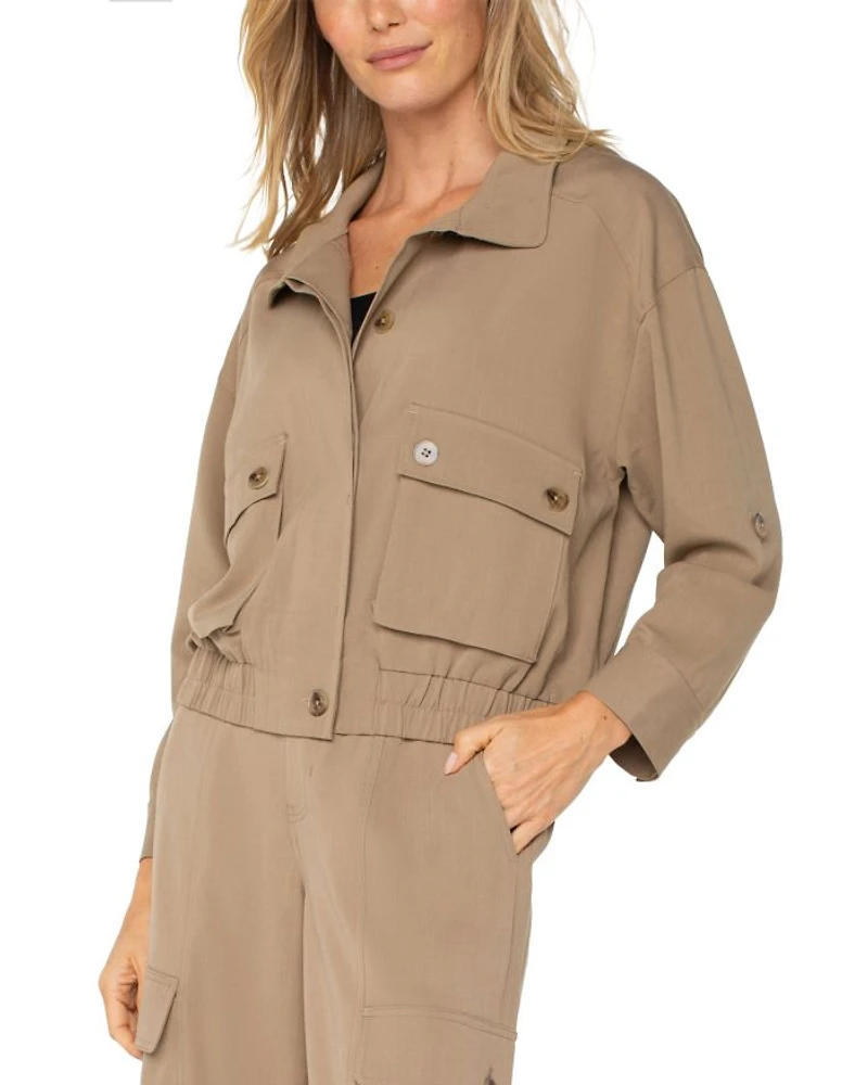 Elasticized Hem Utility Jacket