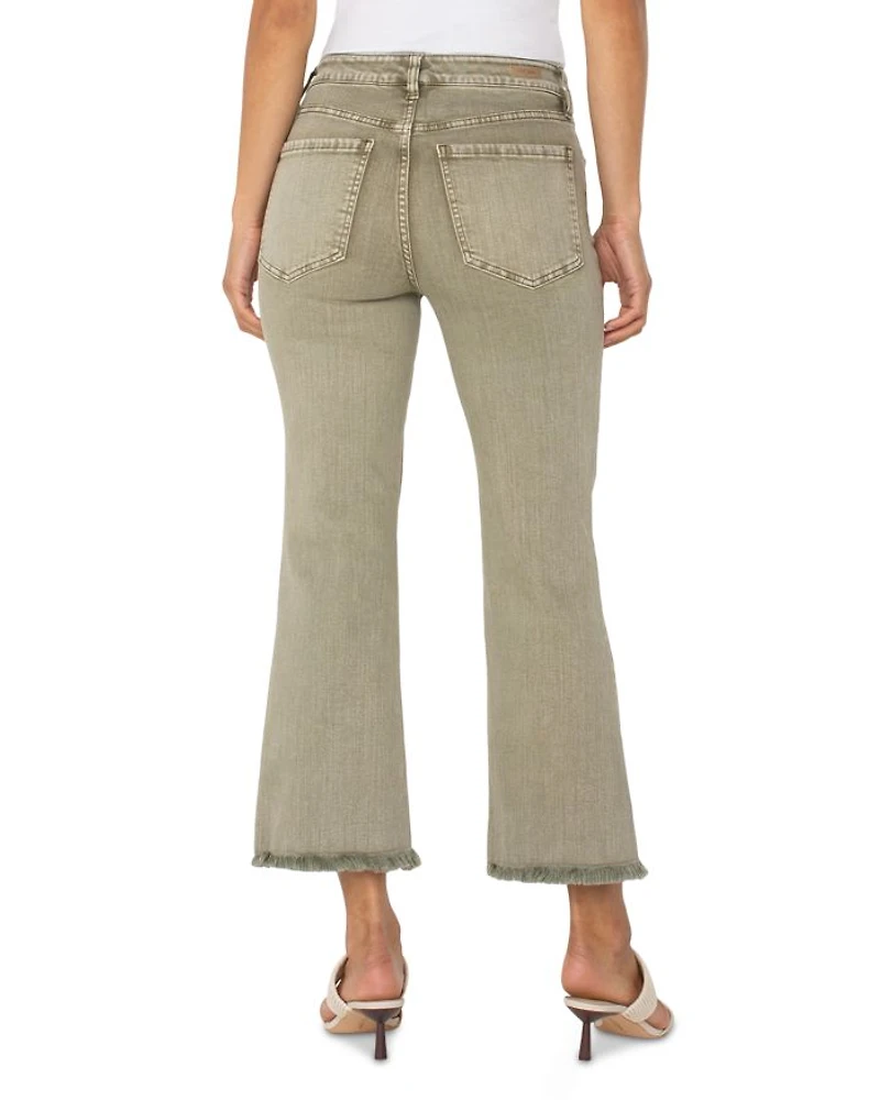 Hannah High Rise Cropped Flare Leg Jeans Mineral Laurel Olive