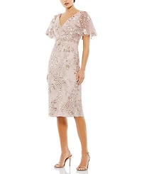 Mac Duggal Embellished Illusion Butterfly Sleeve Cocktail Dress