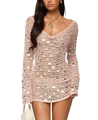 Edikted Corea Sequin Crochet Mini Dress