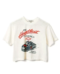 Junk Food Clothing Women's Chevy Hearbeat of America Mock Neck Crop Tee
