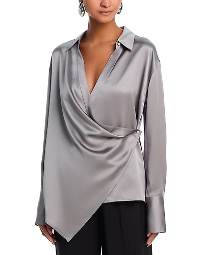 Helmut Lang Silk Relaxed Wrap Shirt