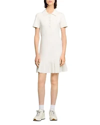 Polo Collar Pleated Mini Dress