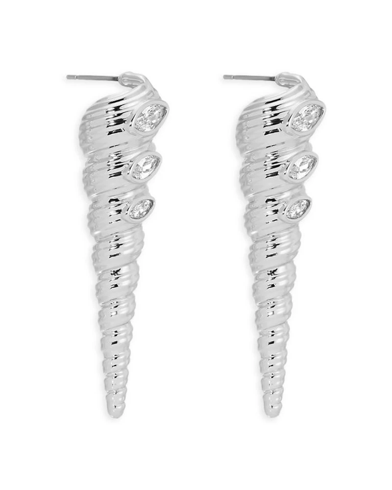 Cubic Zirconia Capri Shell Linear Drop Earrings