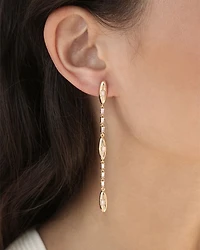 Baguette Cubic Zirconia Oval Dome Linear Drop Earrings