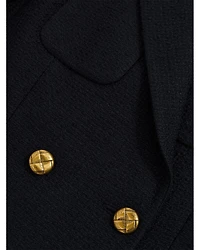 Mia Cropped Double Breasted Textured Blazer Navy