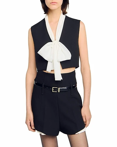 Sandro Bow Neck Crop Top