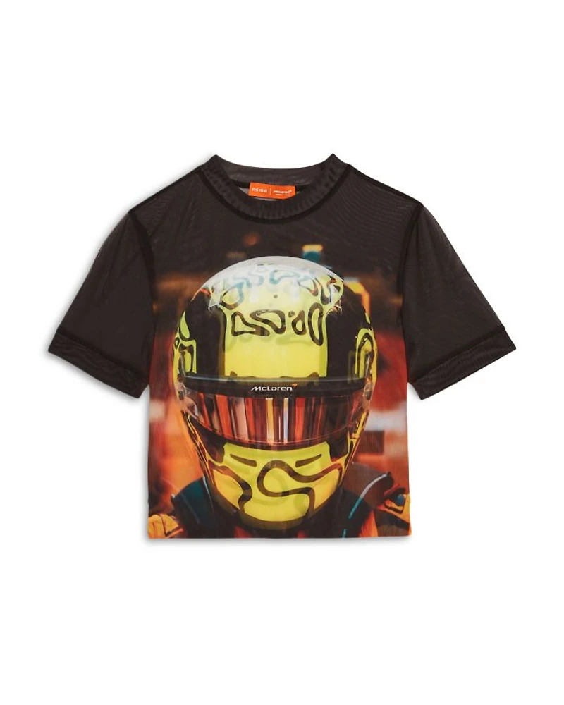 Mclaren Santino Short Sleeve Lando Printed Mesh Top