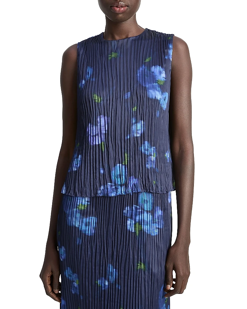 Vince Poppy Blur Crushed Satin Top