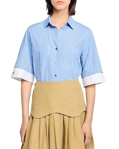 Sandro Cropped Check Shirt