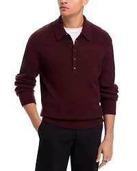 Helmut Lang Relaxed Fit Block Knit Wool Polo Sweater