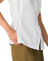 Button Down Tie Side Blouse