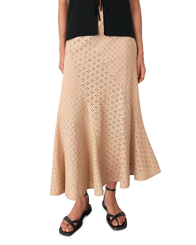 Whistles Embroidered Midi Skirt