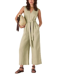 Whistles Belted Seamed Linen Jumpsuit