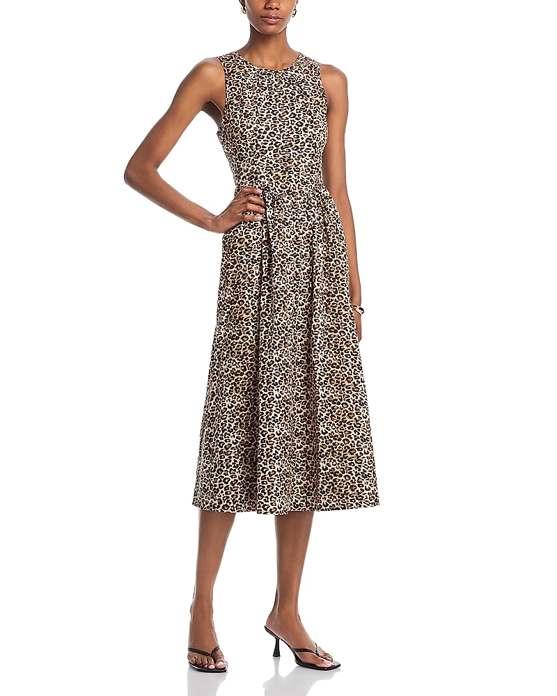 Aqua Sleeveless Animal Print Midi Dress - Exclusive
