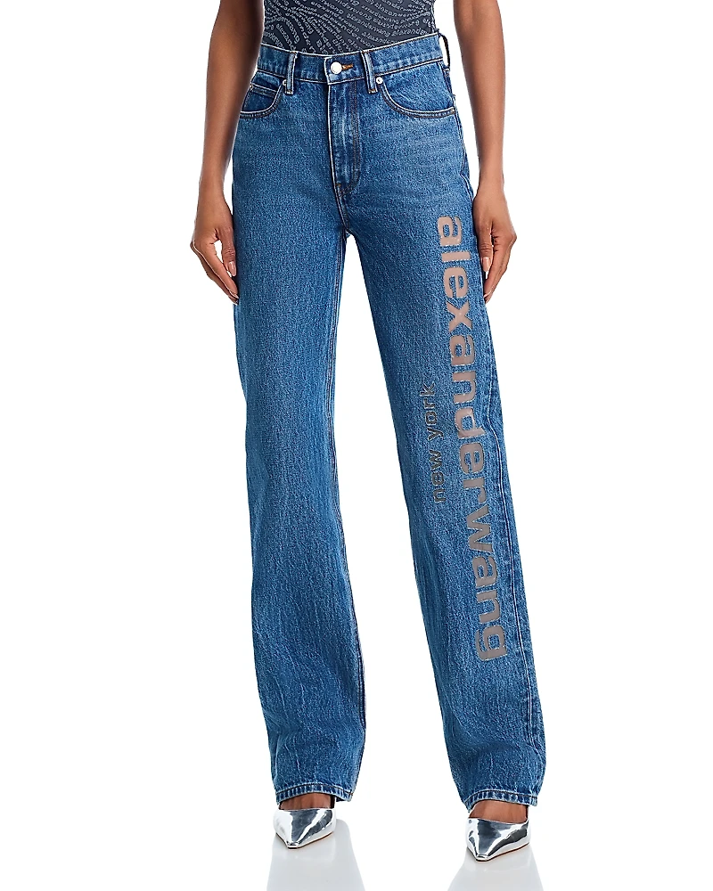 alexanderwang. t Ez Mid Rise Logo Straight Jeans