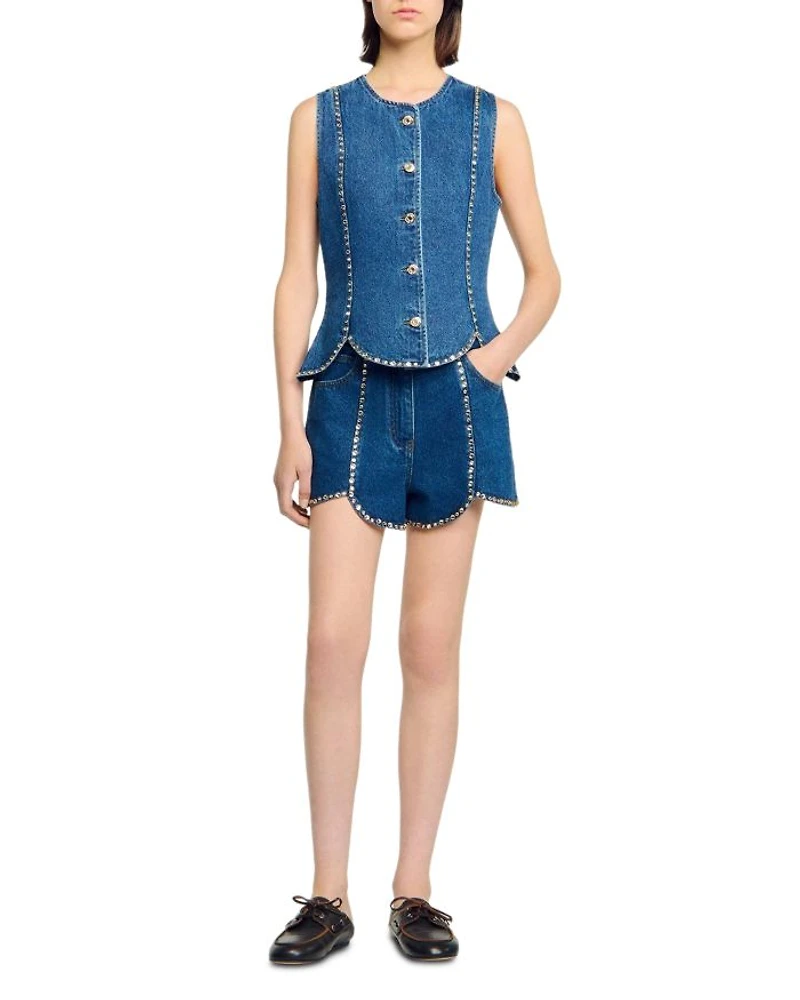 Rhinestone Denim Top
