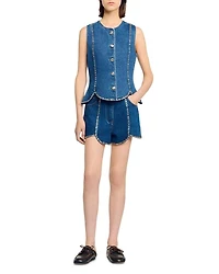 Rhinestone Denim Top