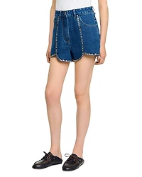 Sandro Rhinestone Denim Shorts