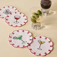 Embroidered Linen Coasters, Set of 4