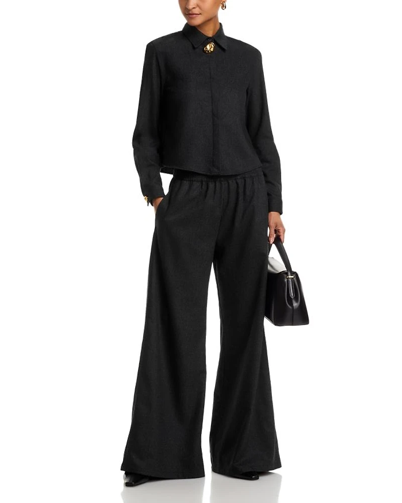 Wool Blend Pepita Boxy Fit Shirt