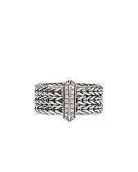 John Hardy Sterling Silver Icon Diamond Weave Ring
