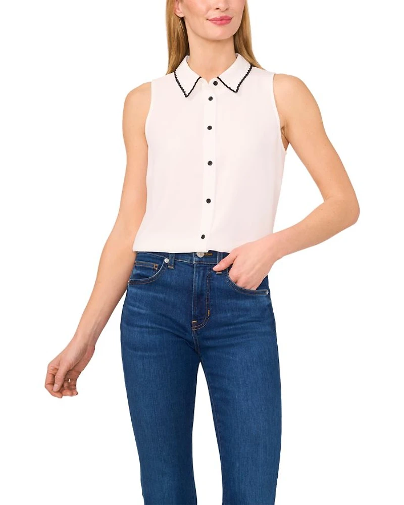 Sleeveless Button Down Top