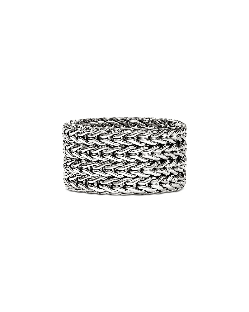 John Hardy Sterling Silver Icon Diamond Multirow Weave Ring