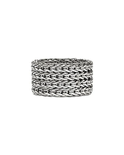 John Hardy Sterling Silver Icon Diamond Multirow Weave Ring