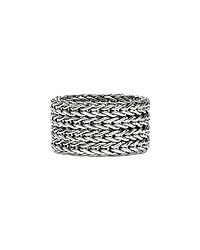 John Hardy Sterling Silver Icon Diamond Multirow Weave Ring