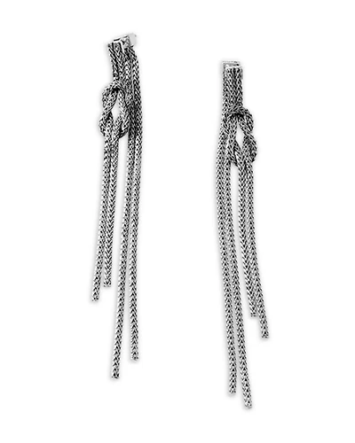 Sterling Silver Love Knot Chain Drop Earrings