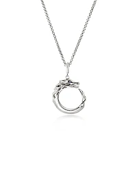 John Hardy Sterling Silver Naga Blue Sapphire Dragon Circle Pendant Necklace, 16-18