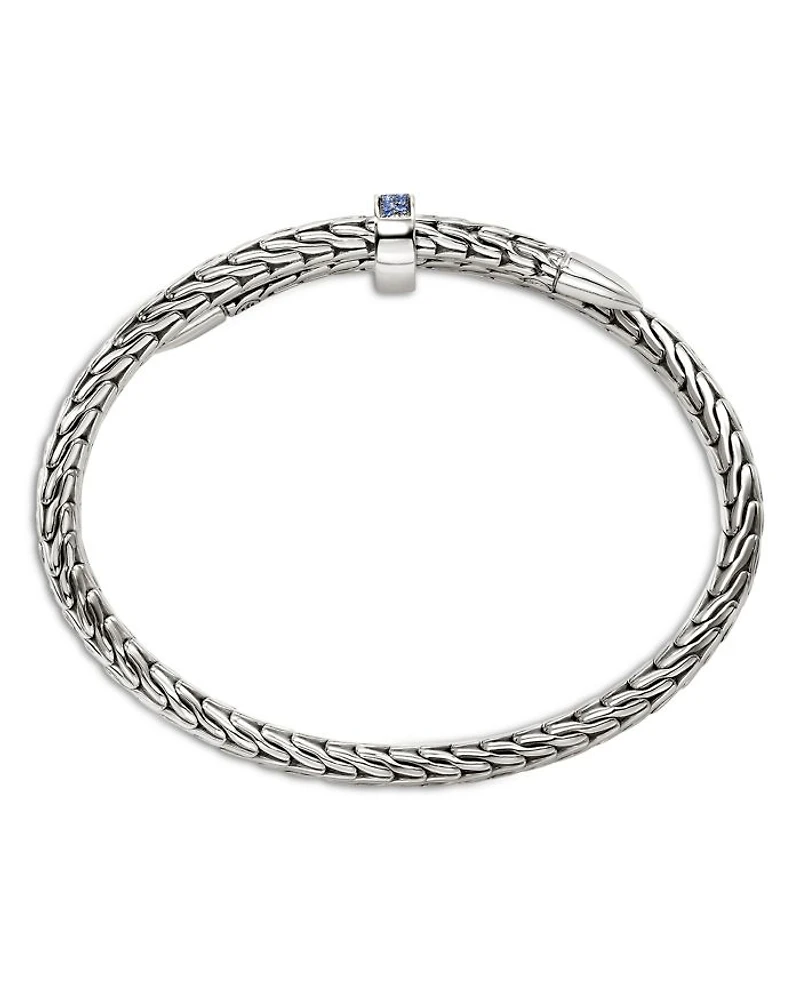 Sterling Silver Blue Sapphire Spear Flex Cuff Bracelet