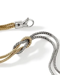 14K Yellow Gold & Sterling Silver Love Knot Weave Double Strand Bracelet