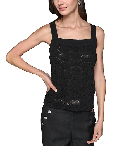 Fan Detail Sweater Tank Top