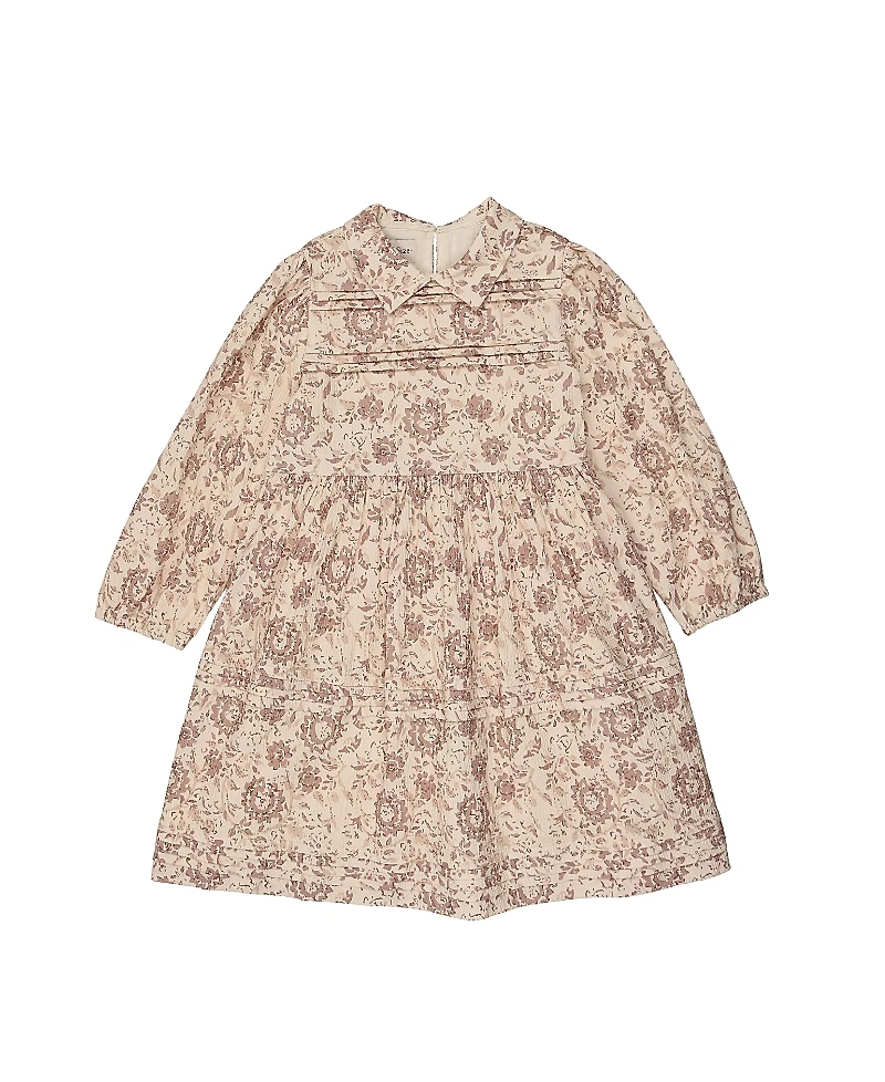 Maniere Girls' Pleated Garden 3/4 Sleeve Dress - Little Kid, Big Kid