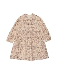 Maniere Girls' Pleated Garden 3/4 Sleeve Dress - Little Kid, Big Kid