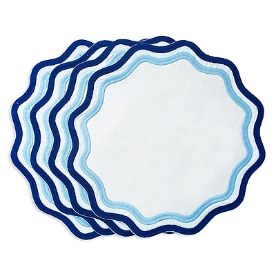 Misette Colorblock Embroidered Linen Placemats