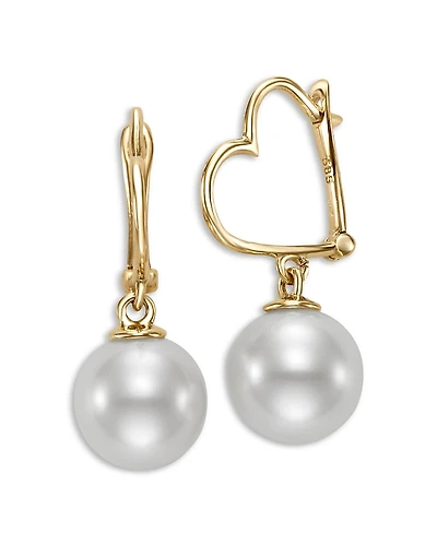 Bloomingdale's Fine Collection Cultured Freshwater Pearl Charm Heart Hoop Earrings