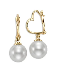 Bloomingdale's Fine Collection Cultured Freshwater Pearl Charm Heart Hoop Earrings