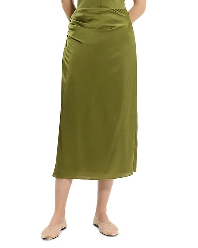Ruched Midi Skirt Crushed Satin