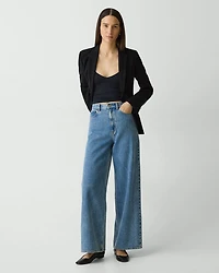 High Waisted Wide Leg Jeans Ice Blue Cotton-Blend