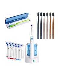 Pursonic Family Dental Care Bundle: Pursonic RET200 Oscillating Electric Rechargeable Toothbrush, Eco-Friendly Cedarwood Toothbrushes (6 Pack), Portable Uv Toothbrush Sanitizer